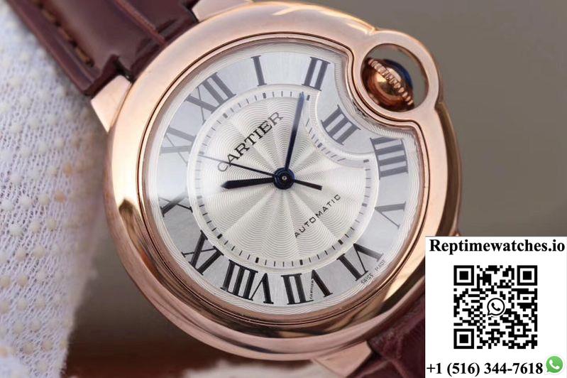 Ballon Bleu De Cartier Ladies 33Mm V6 Factory 18K Rose Gold Case White Dial-Rep Time Watches