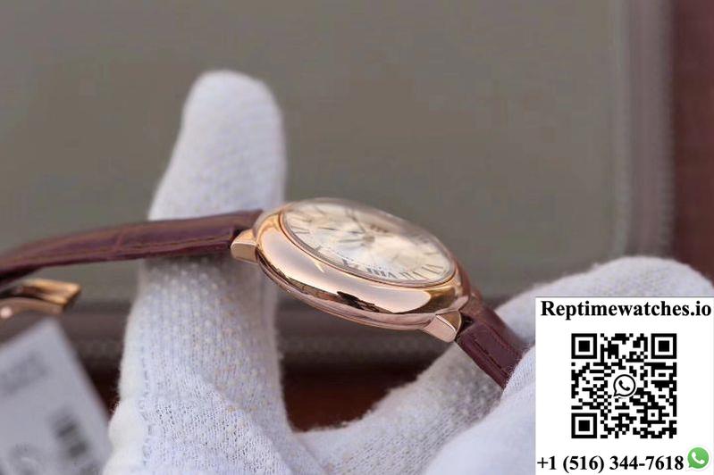 Ballon Bleu De Cartier Ladies 33Mm V6 Factory 18K Rose Gold Case White Dial-Rep Time Watches