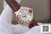Ballon Bleu De Cartier Ladies 33mm V6 Factory 18K Rose Gold Case White Dial - Watches