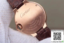 Ballon Bleu De Cartier Ladies 33mm V6 Factory 18K Rose Gold Case White Dial - Watches