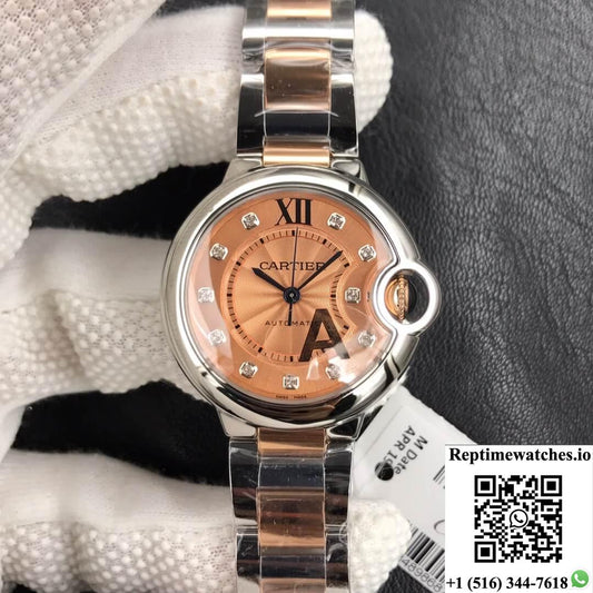Ballon Bleu De Cartier Ladies 33Mm V6 Factory Gold Strap-Rep Time Watches