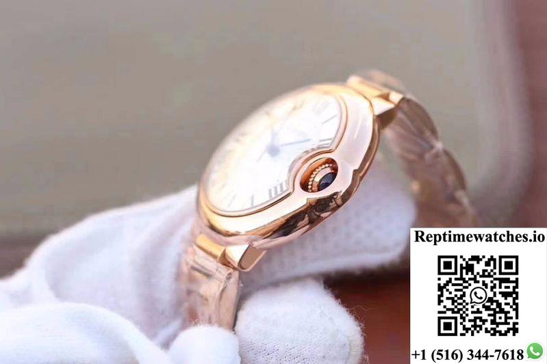 Ballon Bleu De Cartier Ladies 33Mm W6920068 V9 Factory White Textured Dial-Rep Time Watches