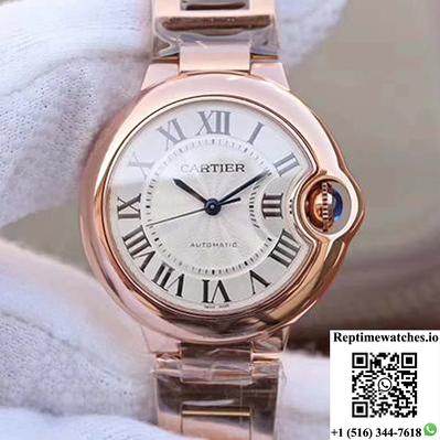 Ballon Bleu De Cartier Ladies 33Mm W6920068 V9 Factory White Textured Dial-Rep Time Watches