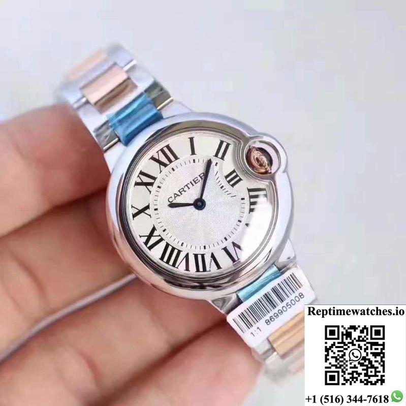 Ballon Bleu De Cartier Ladies W6920033 36Mm V6 Factory White Textured Dial-Rep Time Watches