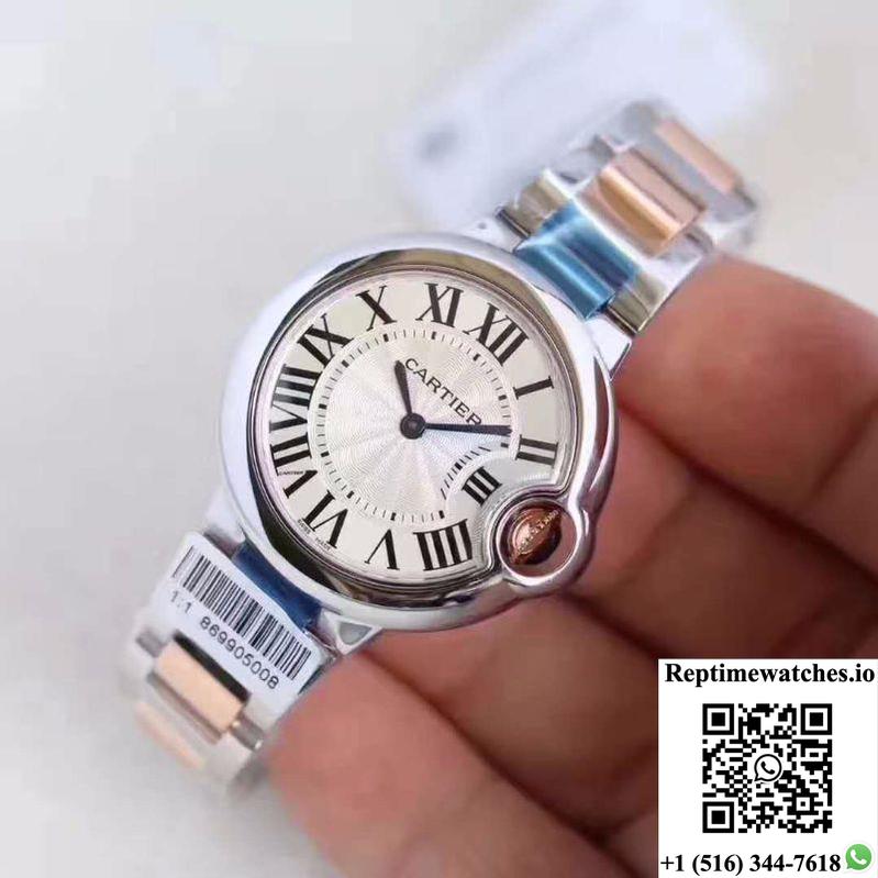 Ballon Bleu De Cartier Ladies W6920033 36Mm V6 Factory White Textured Dial-Rep Time Watches