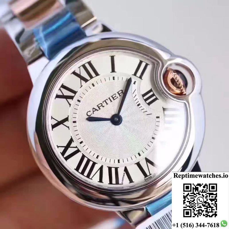 Ballon Bleu De Cartier Ladies W6920033 36Mm V6 Factory White Textured Dial-Rep Time Watches
