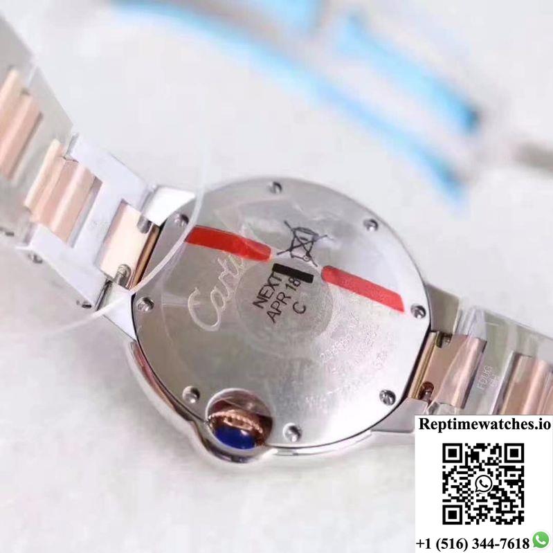 Ballon Bleu De Cartier Ladies W6920033 36Mm V6 Factory White Textured Dial-Rep Time Watches