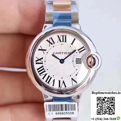 Ballon Bleu De Cartier Ladies W6920033 36Mm V6 Factory White Textured Dial-Rep Time Watches