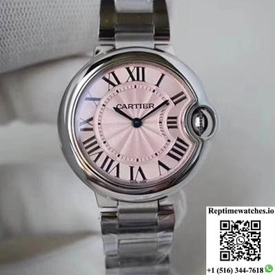 Ballon Bleu De Cartier Pink Dial 33Mm V6 Factory-Rep Time Watches