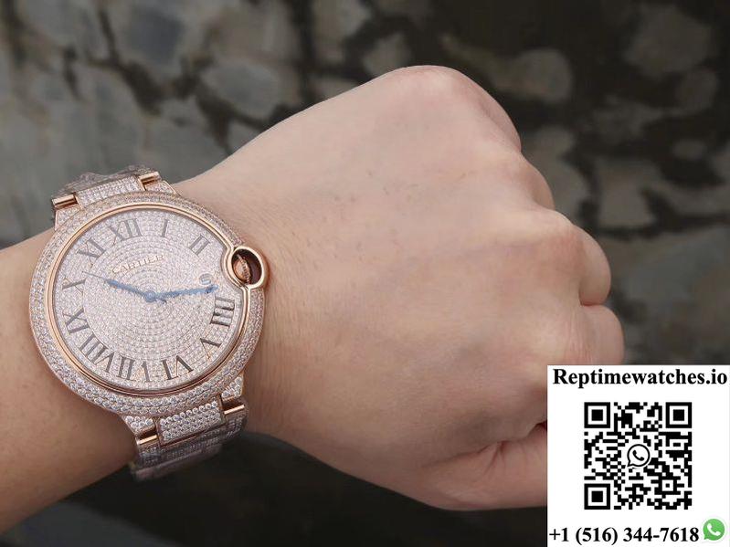Ballon Bleu De Cartier W69006Z2 42Mm Tw Factory Rose Gold Diamonds Dial-Rep Time Watches
