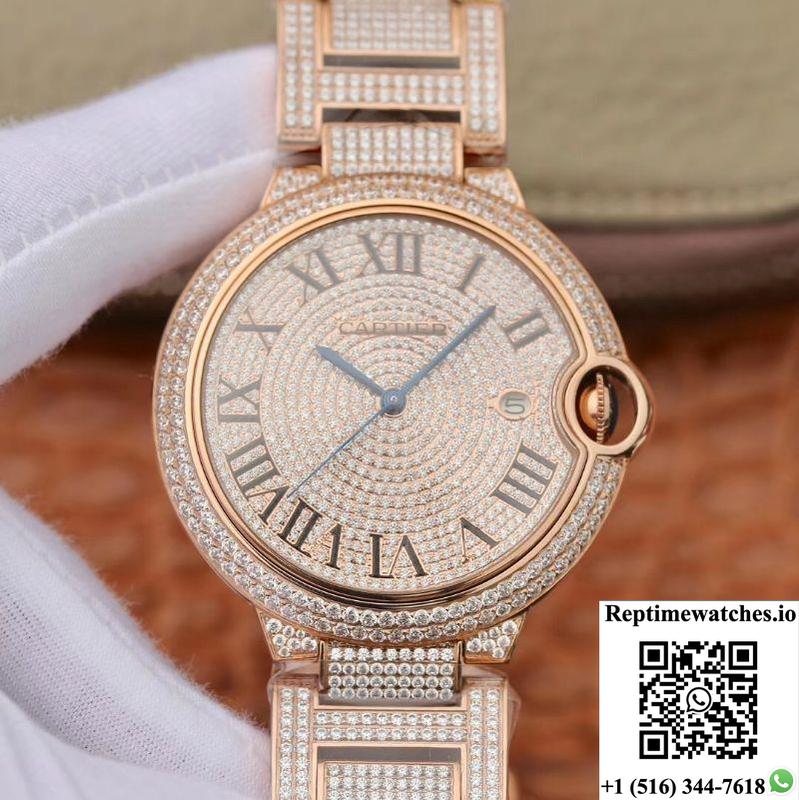 Ballon Bleu De Cartier W69006Z2 42Mm Tw Factory Rose Gold Diamonds Dial-Rep Time Watches