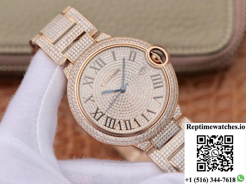 Ballon Bleu De Cartier W69006Z2 42Mm Tw Factory Rose Gold Diamonds Dial-Rep Time Watches
