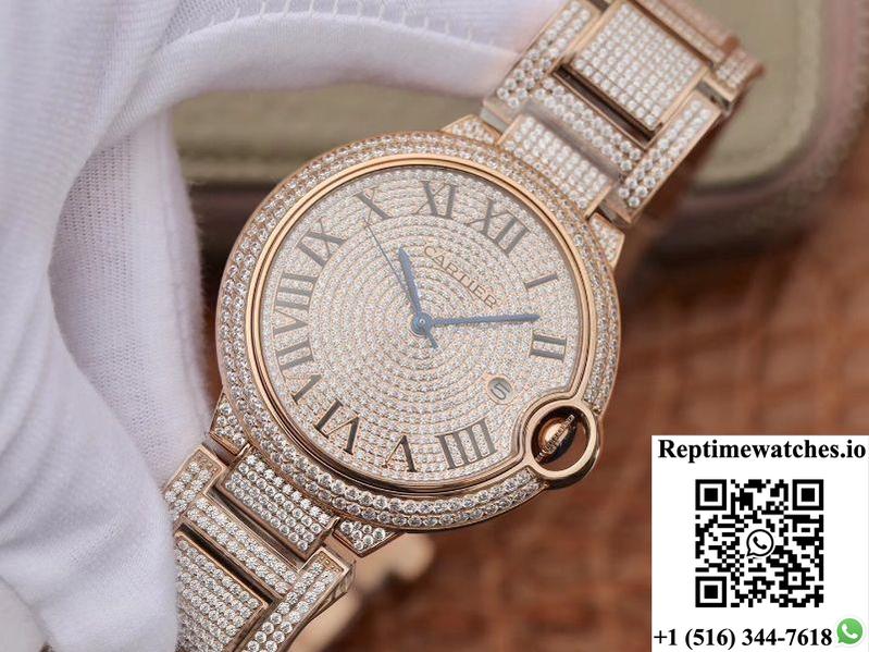 Ballon Bleu De Cartier W69006Z2 42Mm Tw Factory Rose Gold Diamonds Dial-Rep Time Watches