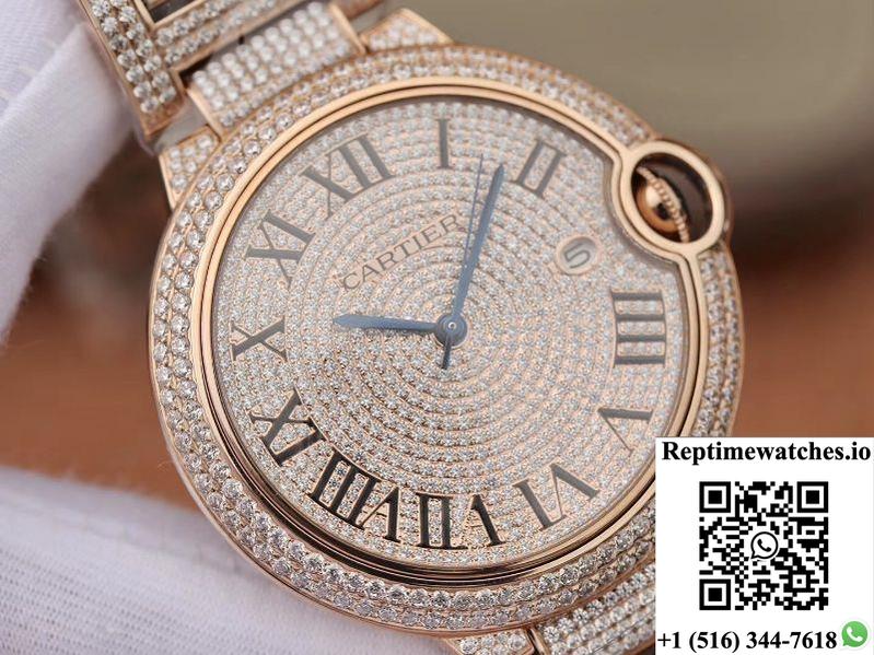 Ballon Bleu De Cartier W69006Z2 42Mm Tw Factory Rose Gold Diamonds Dial-Rep Time Watches