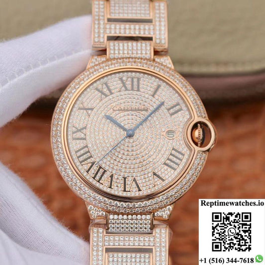 Ballon Bleu De Cartier W69006Z2 42Mm Tw Factory Rose Gold Diamonds Dial-Rep Time Watches