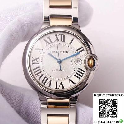 Ballon Bleu De Cartier W69009Z3 Wrap Gold V9 Factory Silver White Dial-Rep Time Watches