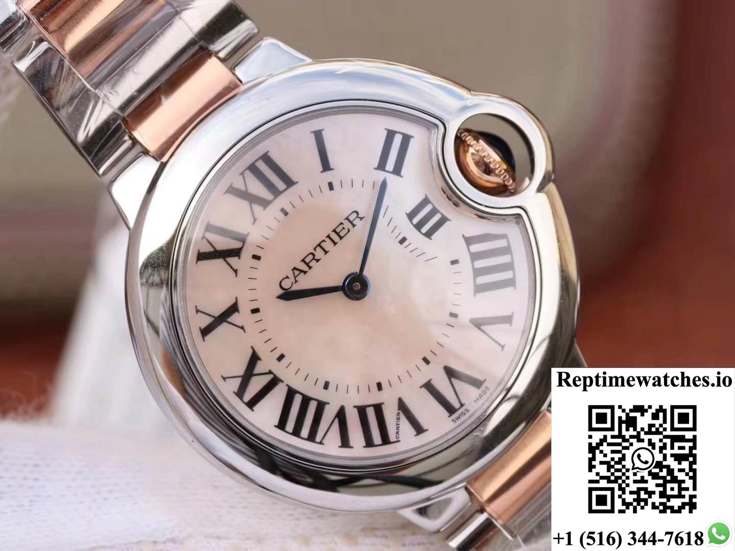 Ballon Bleu De Cartier W69201 Ladies 33Mm V6 Factory Pink Dial-Rep Time Watches