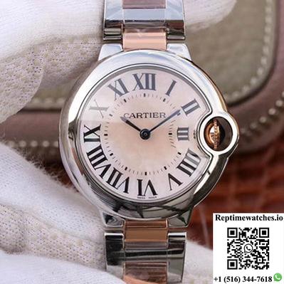 Ballon Bleu De Cartier W69201 Ladies 33Mm V6 Factory Pink Dial-Rep Time Watches