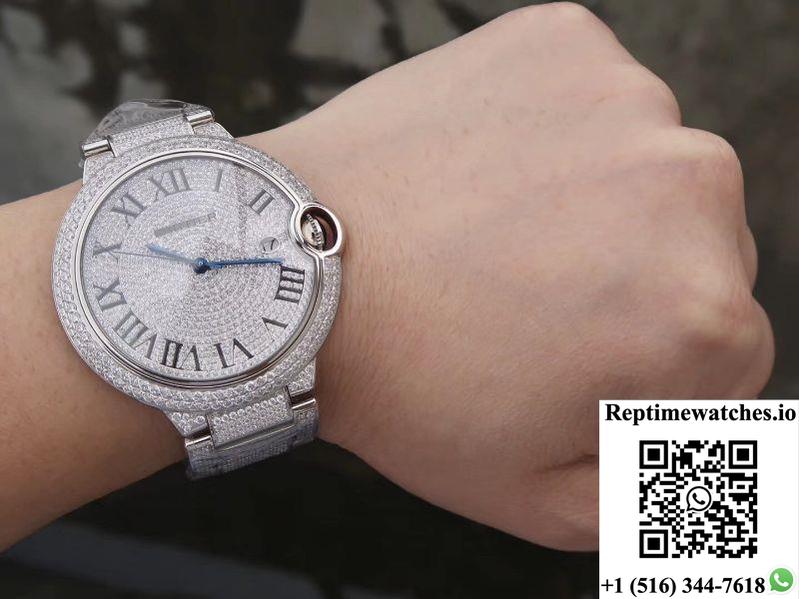 Ballon Bleu De Cartier We9009Z3 42Mm Tw Factory Silver Diamond Dial-Rep Time Watches