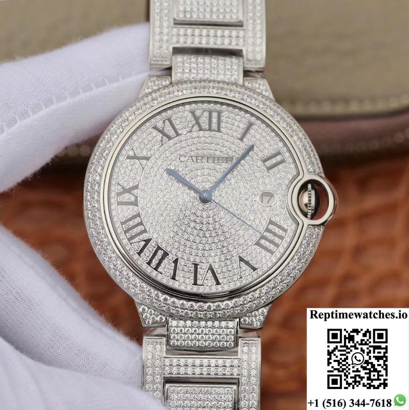 Ballon Bleu De Cartier We9009Z3 42Mm Tw Factory Silver Diamond Dial-Rep Time Watches
