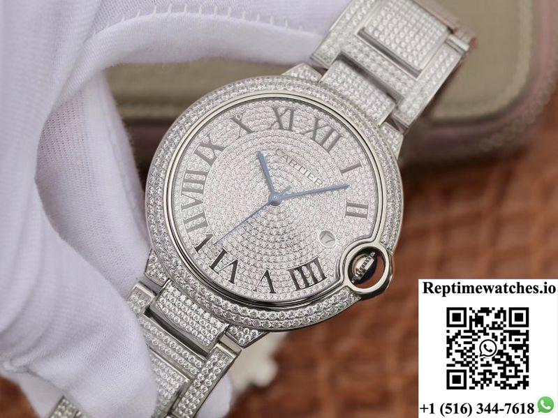 Ballon Bleu De Cartier We9009Z3 42Mm Tw Factory Silver Diamond Dial-Rep Time Watches