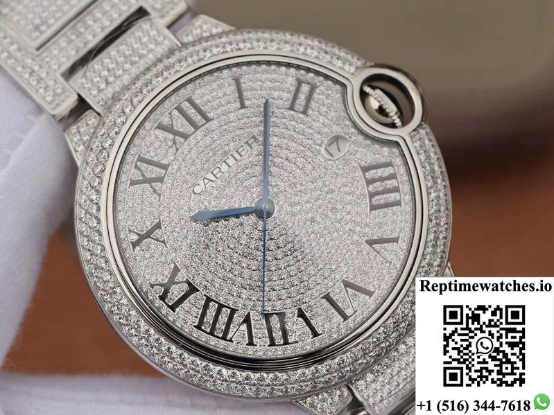 Ballon Bleu De Cartier We9009Z3 42Mm Tw Factory Silver Diamond Dial-Rep Time Watches
