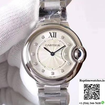 Ballon Bleu De Cartier We9020 33Mm V6 Factory White Dial-Rep Time Watches
