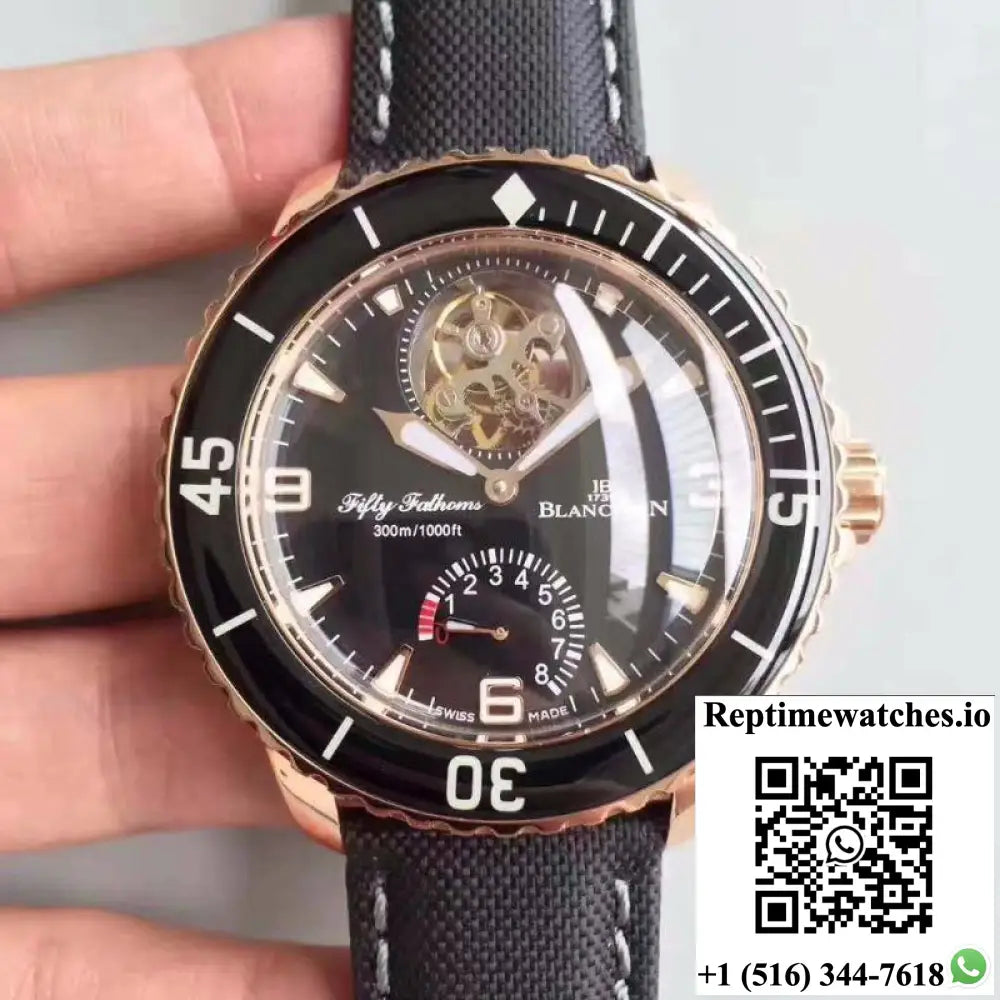 Blancpain Fifty Fathoms Tourbillon 5025-3630-52A Rose Gold Black Dial - Watches