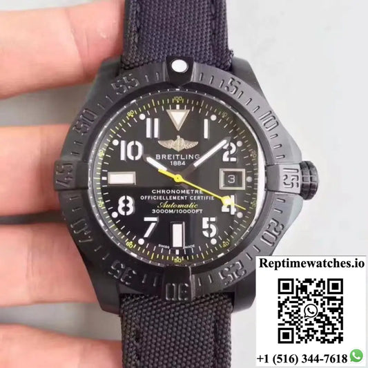Breitling Avenger Seawolf Blacksteel Code Yellow M17330B2 GF Factory Black Dial - Watches