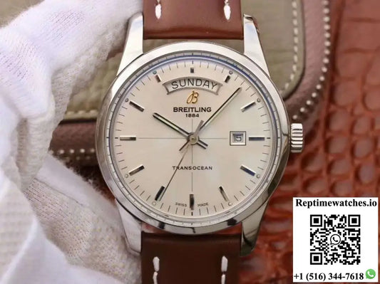 Breitling Transocean Day Date A4531012/G751/437X/A20BA.1 V7 Silver Dial - Watches