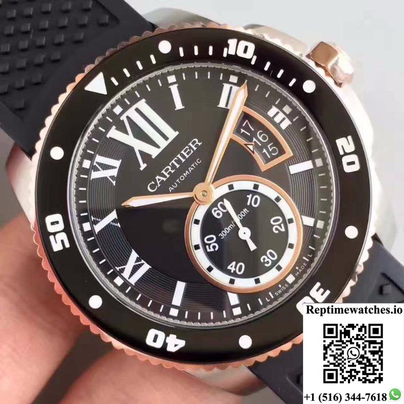 Calibre De Cartier Diver W7100056 42Mm Jf Factory Black Dial-Rep Time Watches