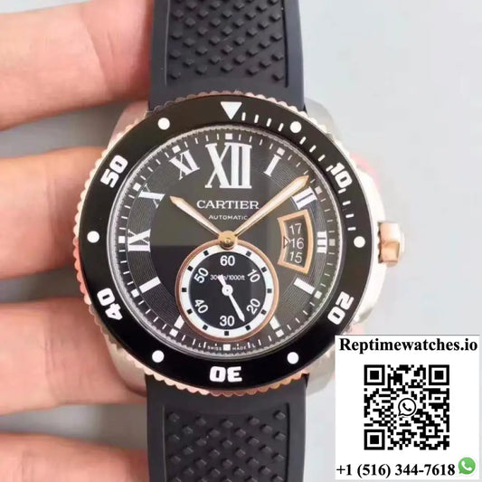 Calibre De Cartier Diver W7100056 42MM JF Factory Black Dial - Watches
