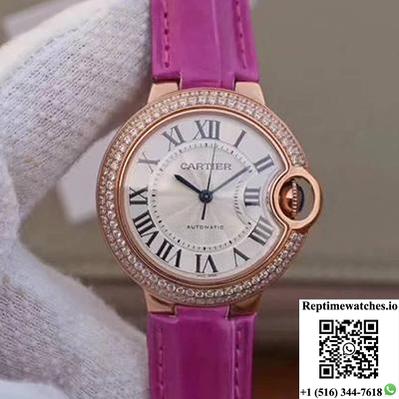 Cartier Ballon Bleu 36Mm Rose Gold V9 Factory Silver Dial-Rep Time Watches