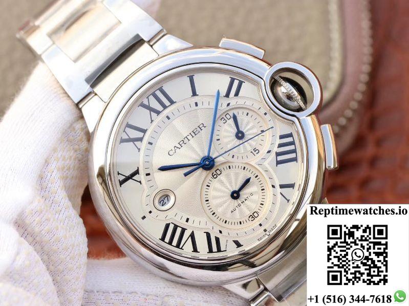 Cartier Ballon Bleu Chronograph W6920076 Zf Factory Silver Dial-Rep Time Watches
