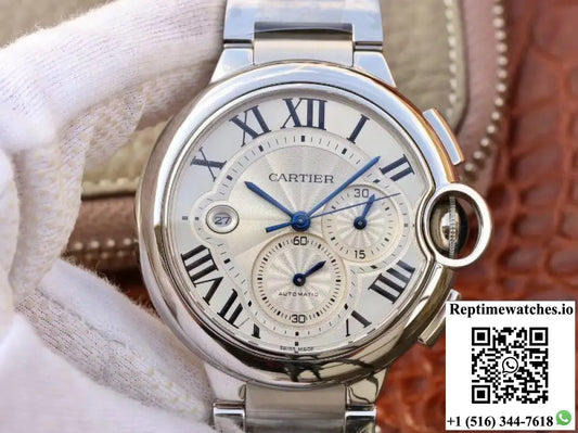 Cartier Ballon Bleu Chronograph W6920076 ZF Factory Silver Dial - Watches