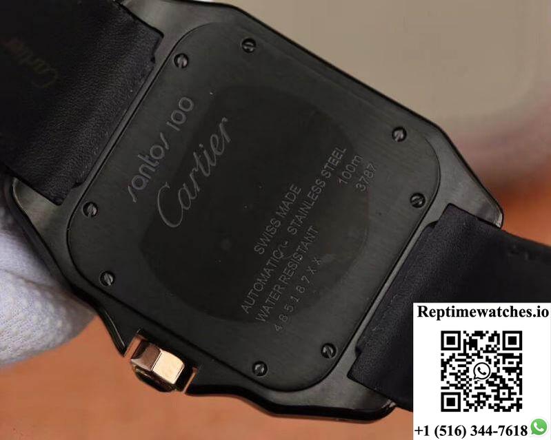 Cartier De Santos 100Th Anniversary W2020009 Rb Factory 18K Rose Gold Black Dial-Rep Time Watches