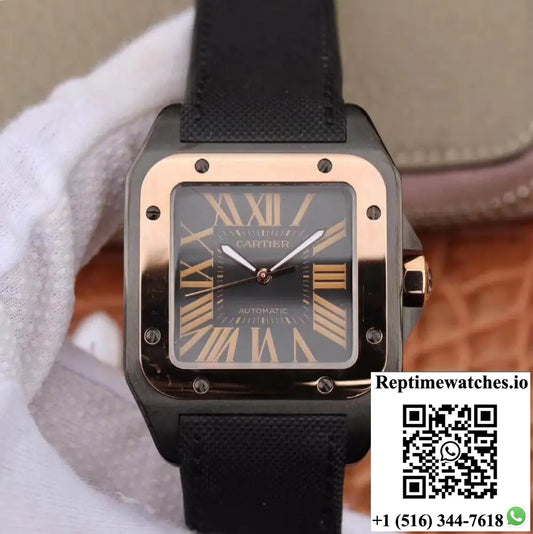 Cartier De Santos 100TH Anniversary W2020009 Rb Factory 18K Rose Gold Black Dial Product Photo 1