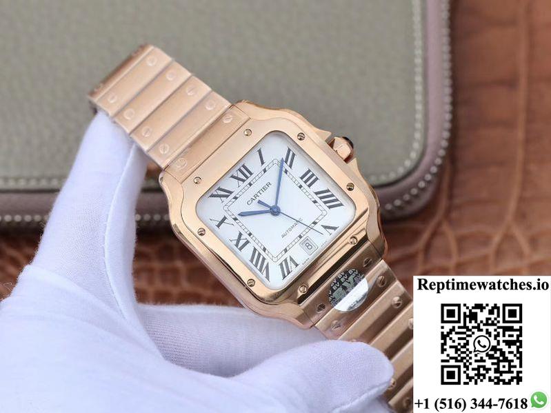 Cartier De Santos 40Mm Bv Factory 18K Rose Gold Case White Dial-Rep Time Watches