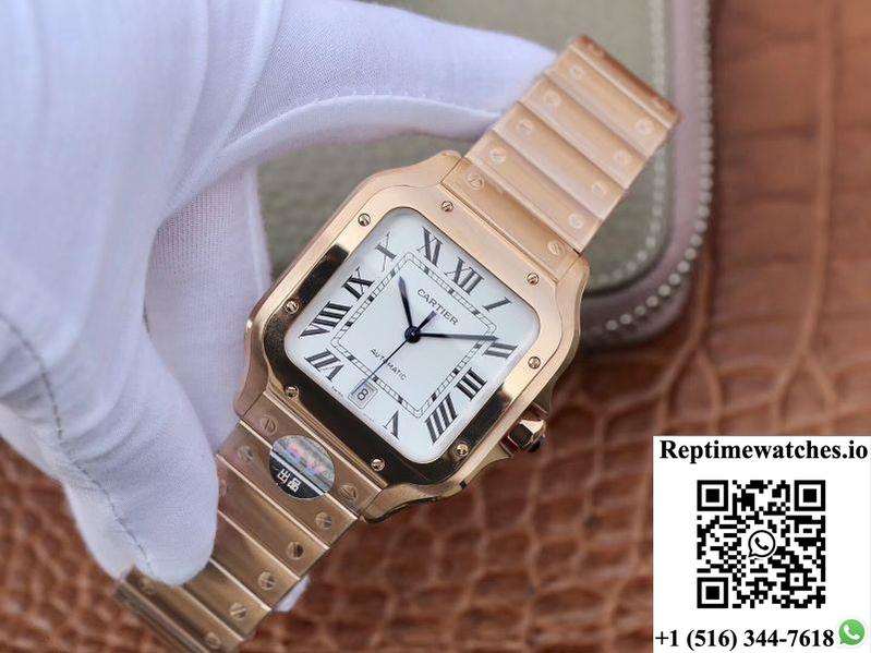 Cartier De Santos 40Mm Bv Factory 18K Rose Gold Case White Dial-Rep Time Watches