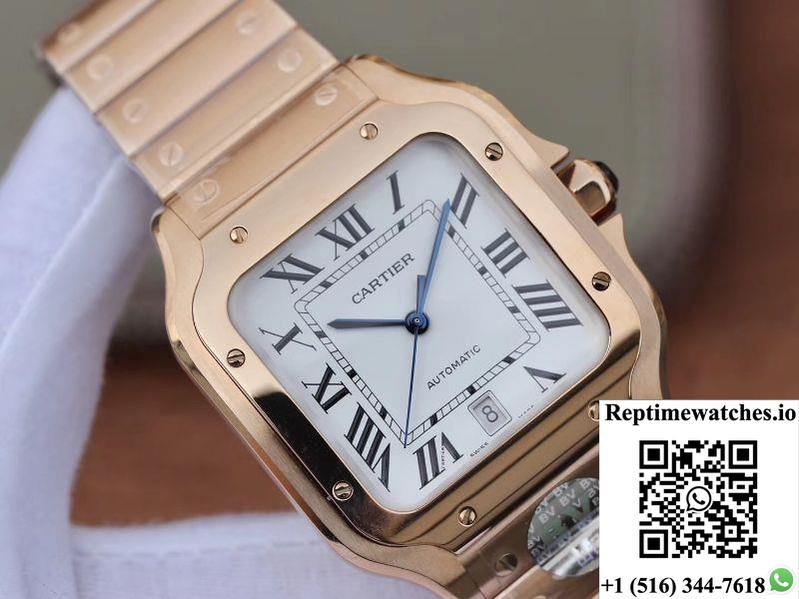 Cartier De Santos 40Mm Bv Factory 18K Rose Gold Case White Dial-Rep Time Watches