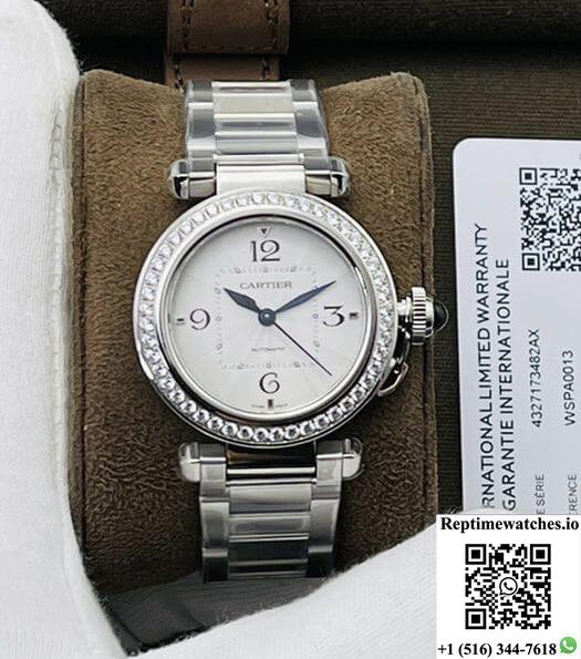 Cartier Pasha 35Mm Bv Factory Stainless Steel Diamond Bezel-Rep Time Watches