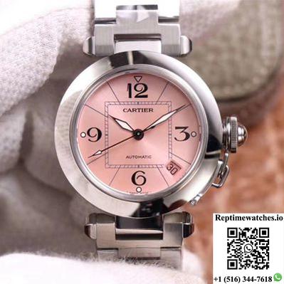Cartier Pasha W31075M7 V9 Factory Pink Dial-Rep Time Watches