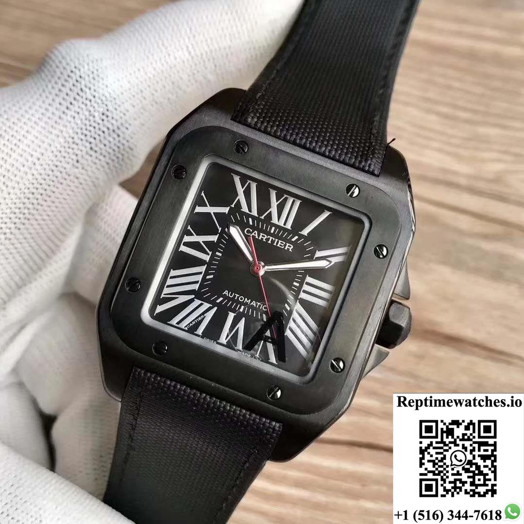 Cartier Santos 100 Xl Wssa0006 V6 Factory Black Dial-Rep Time Watches