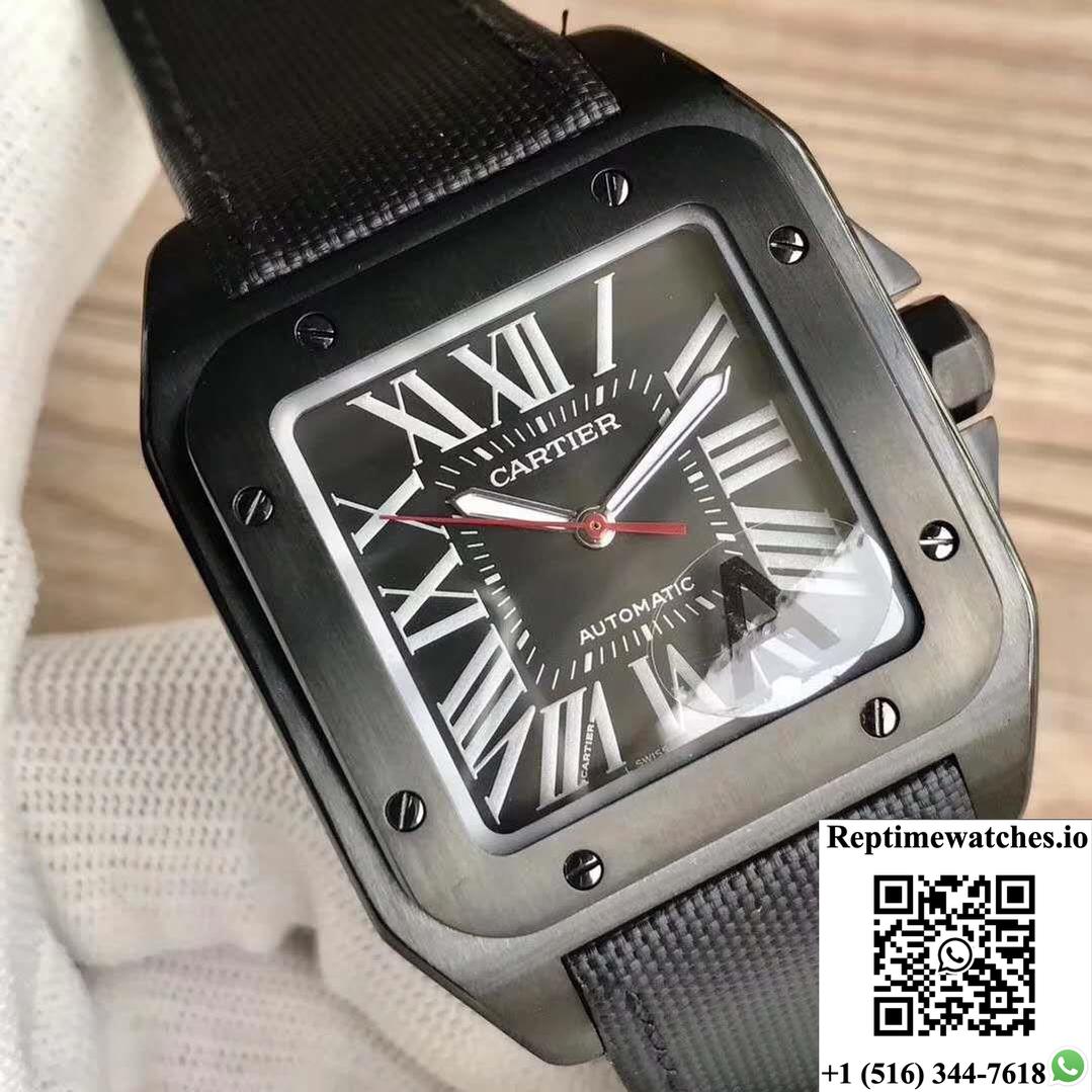 Cartier Santos 100 Xl Wssa0006 V6 Factory Black Dial-Rep Time Watches