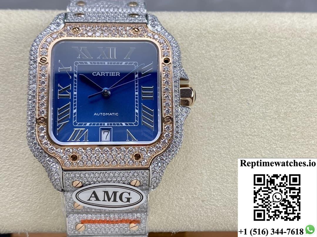 Cartier Santos W2Sa0020 Amg Factory Blue Dial-Rep Time Watches