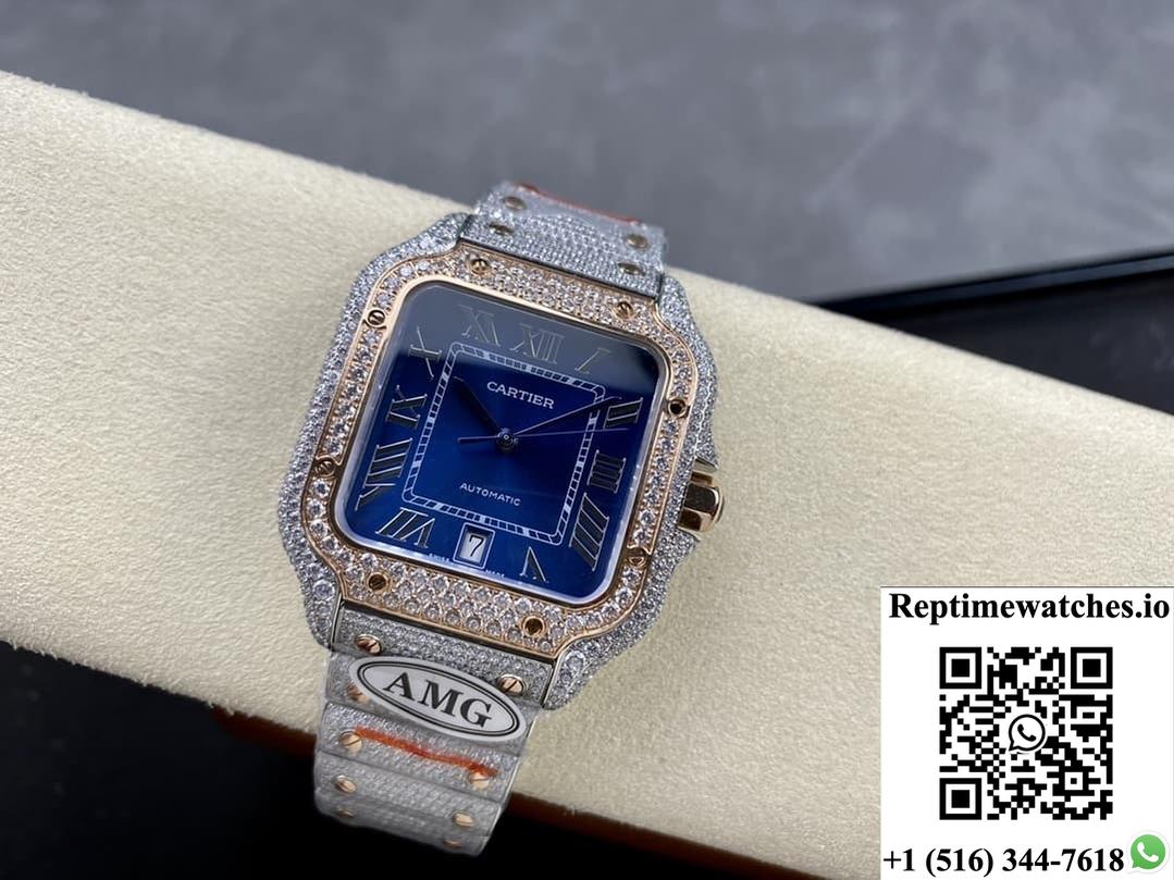 Cartier Santos W2Sa0020 Amg Factory Blue Dial-Rep Time Watches