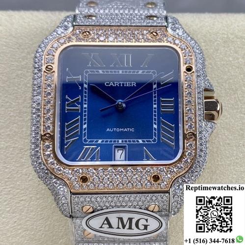 Cartier Santos W2Sa0020 Amg Factory Blue Dial-Rep Time Watches