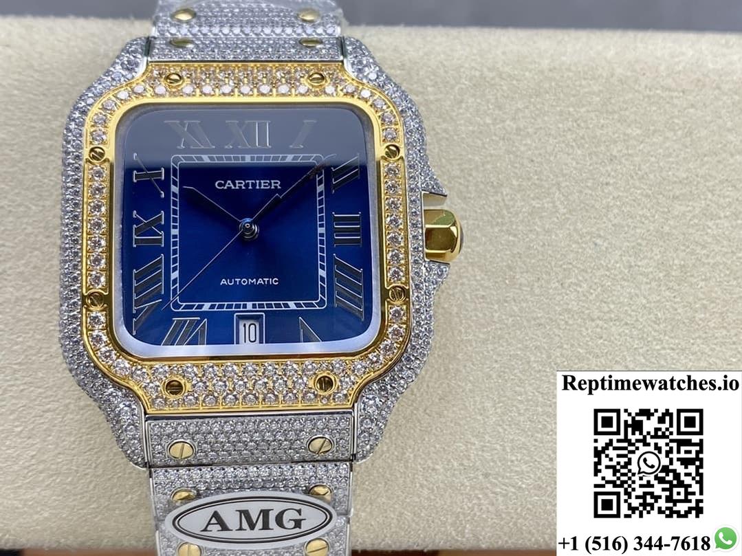 Cartier Santos W2Sa0022 Amg Factory Diamond Case-Rep Time Watches