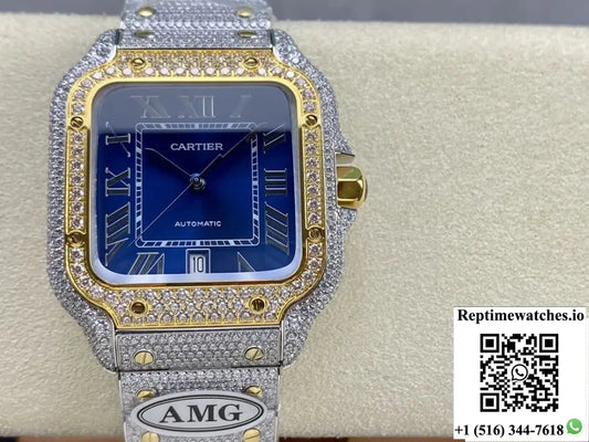 Cartier Santos W2SA0022 AMG factory diamond case
