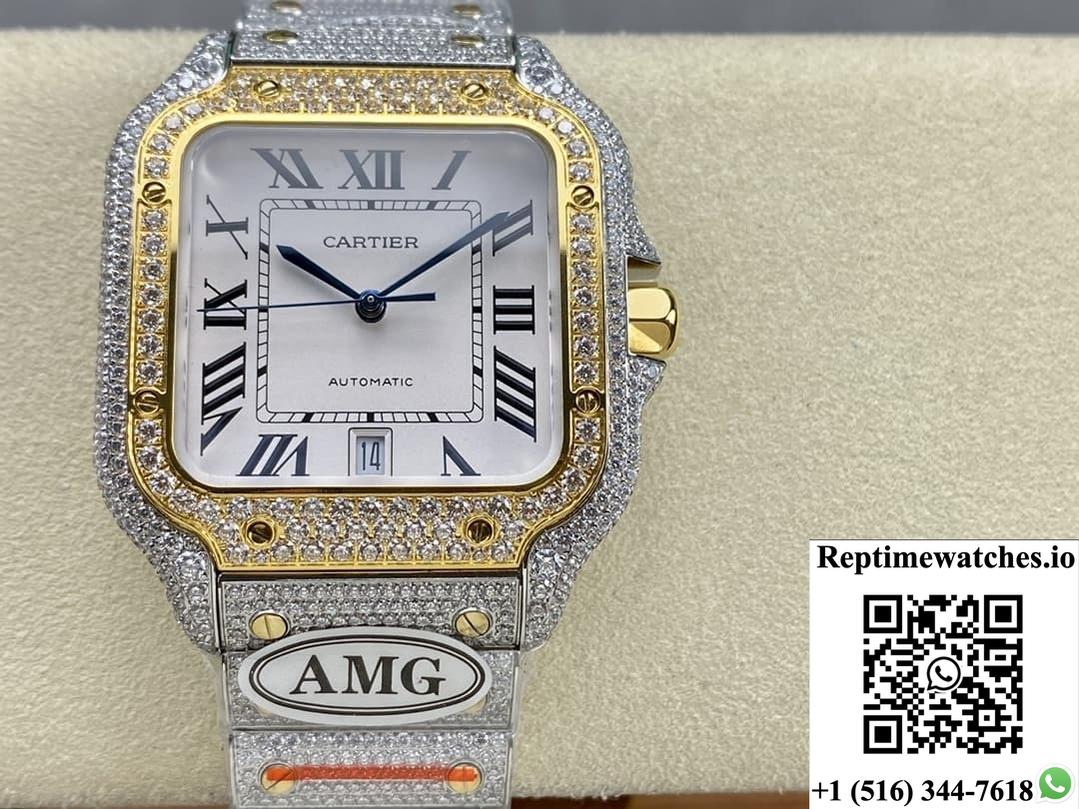 Cartier Santos W2Sa0023 Amg Factory Diamond Strap-Rep Time Watches